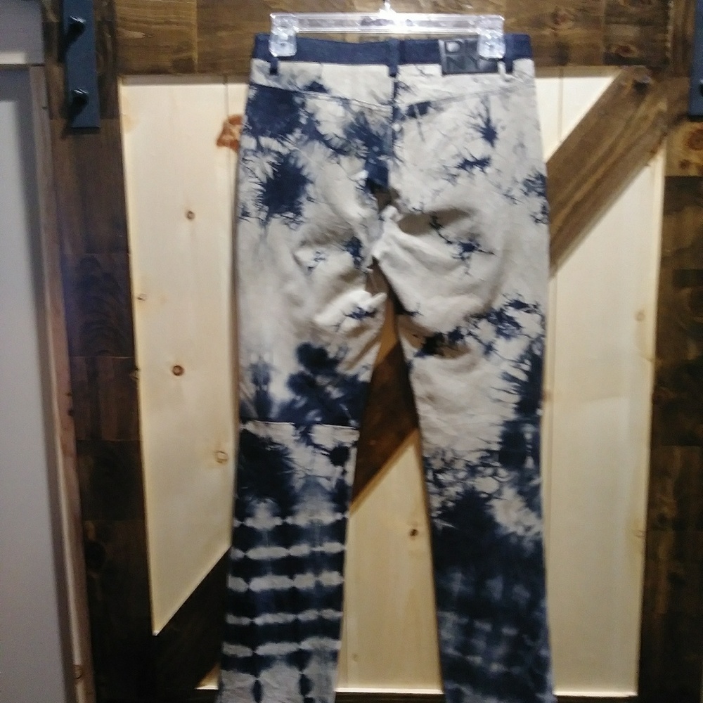 Rare Find!  Sz 1 Suede/Leather Tie-Dye Jeans by DKNY - Picture 2 of 5